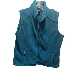 Cabelas Womens Polartec Fleece Vest Teal Zip-Up Sleeveless Jacket Regular Fit